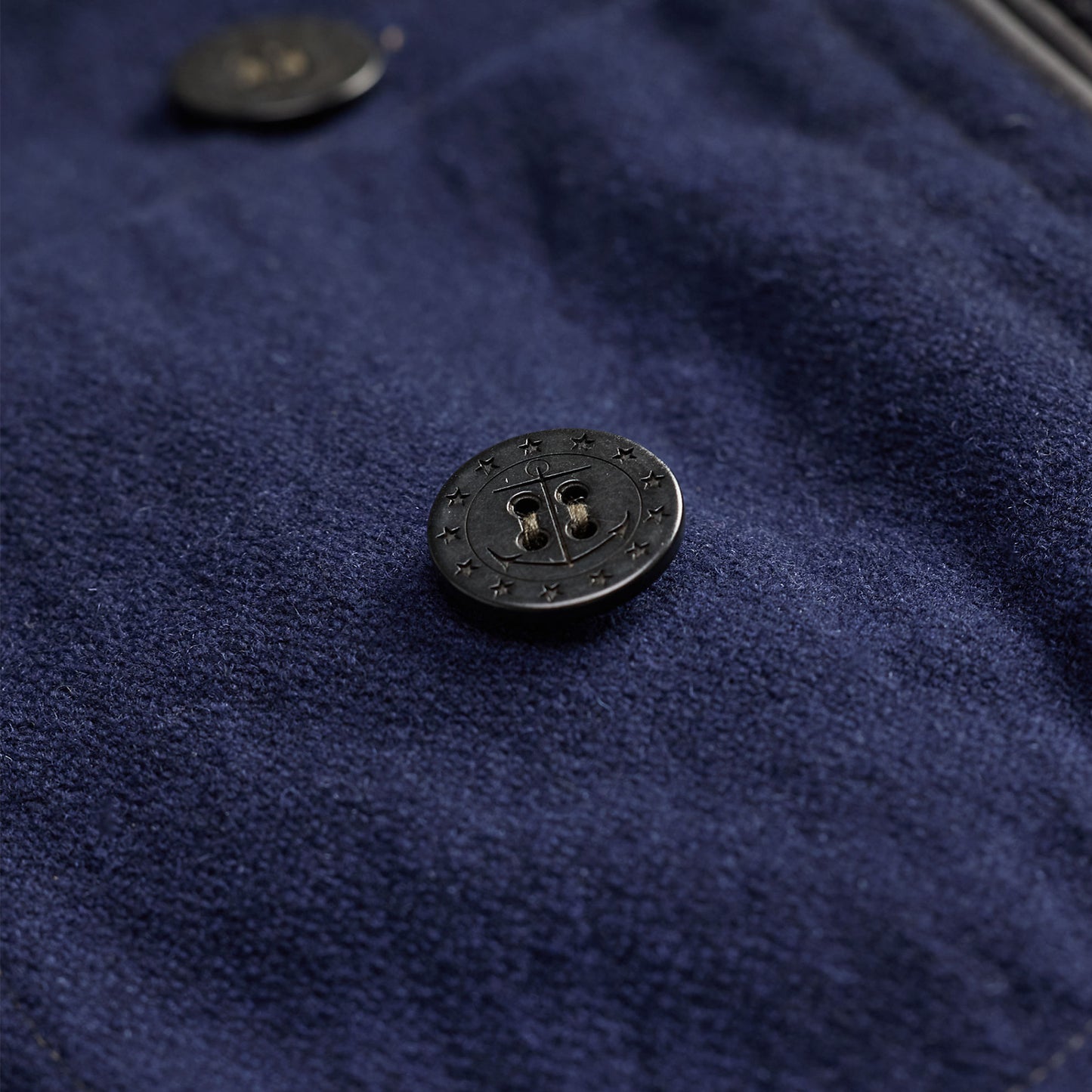 RRL By Ralph Lauren Leather-Trim Wool-Blend Peacoat Vintage Navy