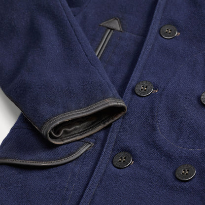 RRL By Ralph Lauren Leather-Trim Wool-Blend Peacoat Vintage Navy