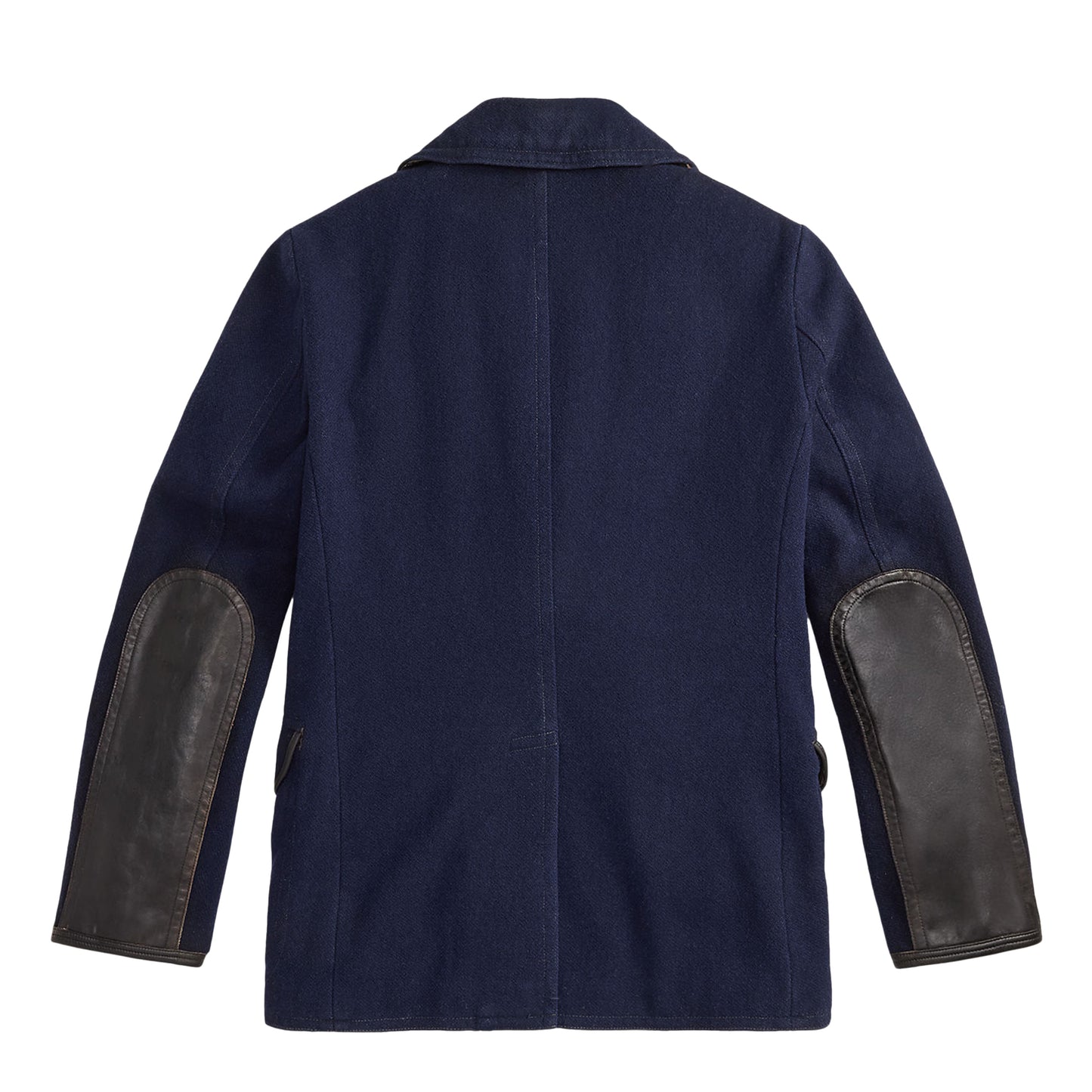 RRL By Ralph Lauren Leather-Trim Wool-Blend Peacoat Vintage Navy