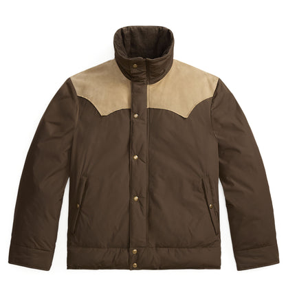 RRL By Ralph Lauren Leather-Yoke Western Jacket Dark Olive
