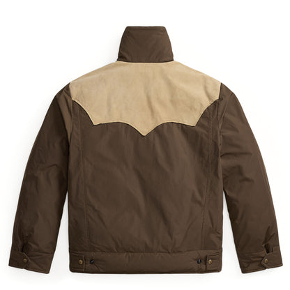 RRL By Ralph Lauren Leather-Yoke Western Jacket Dark Olive