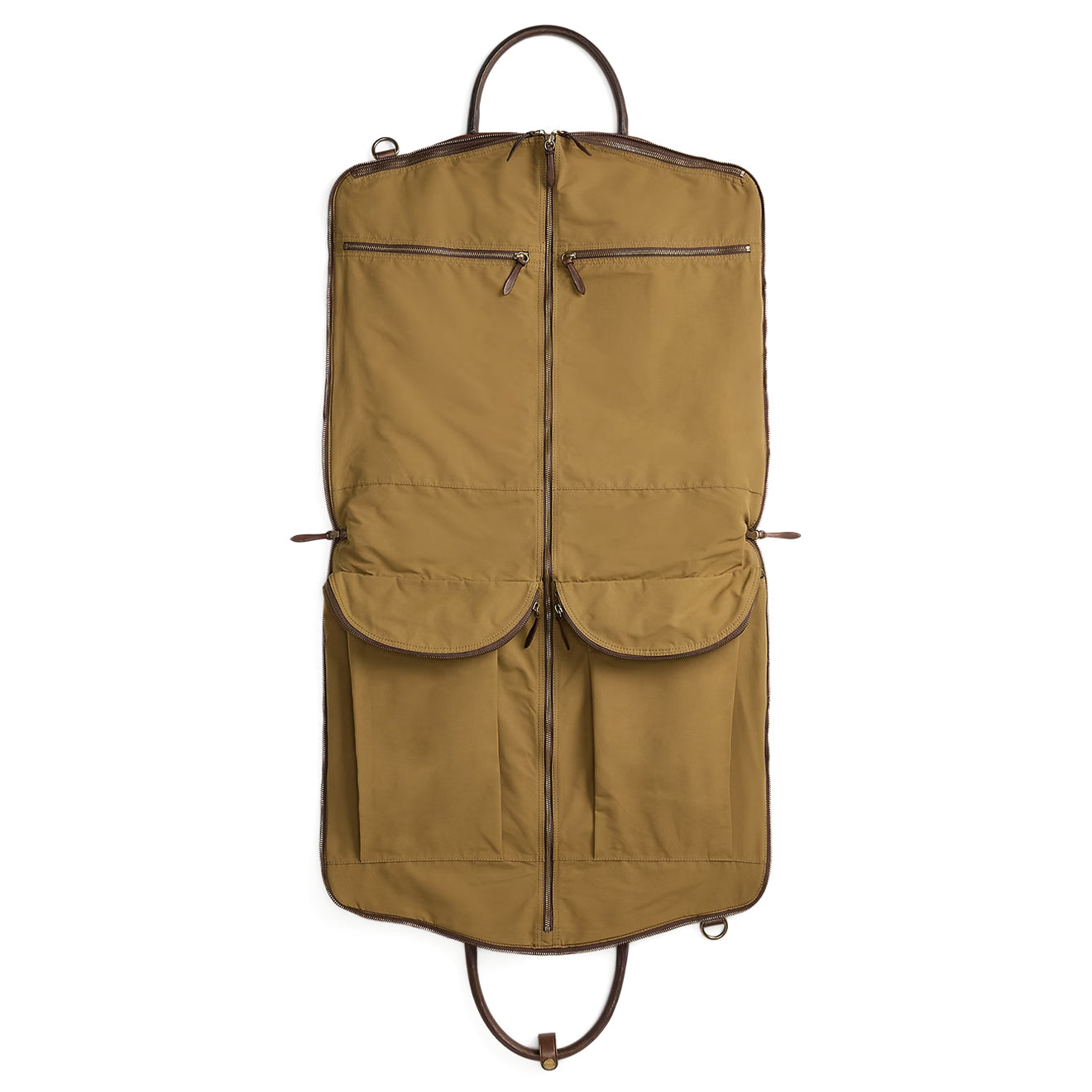 RRL By Ralph Lauren Leather Trim Oilcloth Garment Bag Small Khaki / Dark Mahogany