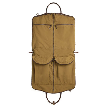 RRL By Ralph Lauren Leather Trim Oilcloth Garment Bag Small Khaki / Dark Mahogany
