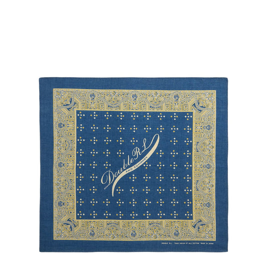 RRL By Ralph Lauren Logo Indigo Cotton Bandana Indigo / Cream