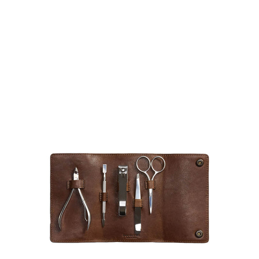 RRL By Ralph Lauren Nail Grooming Kit & Leather Case Dark Mahogany