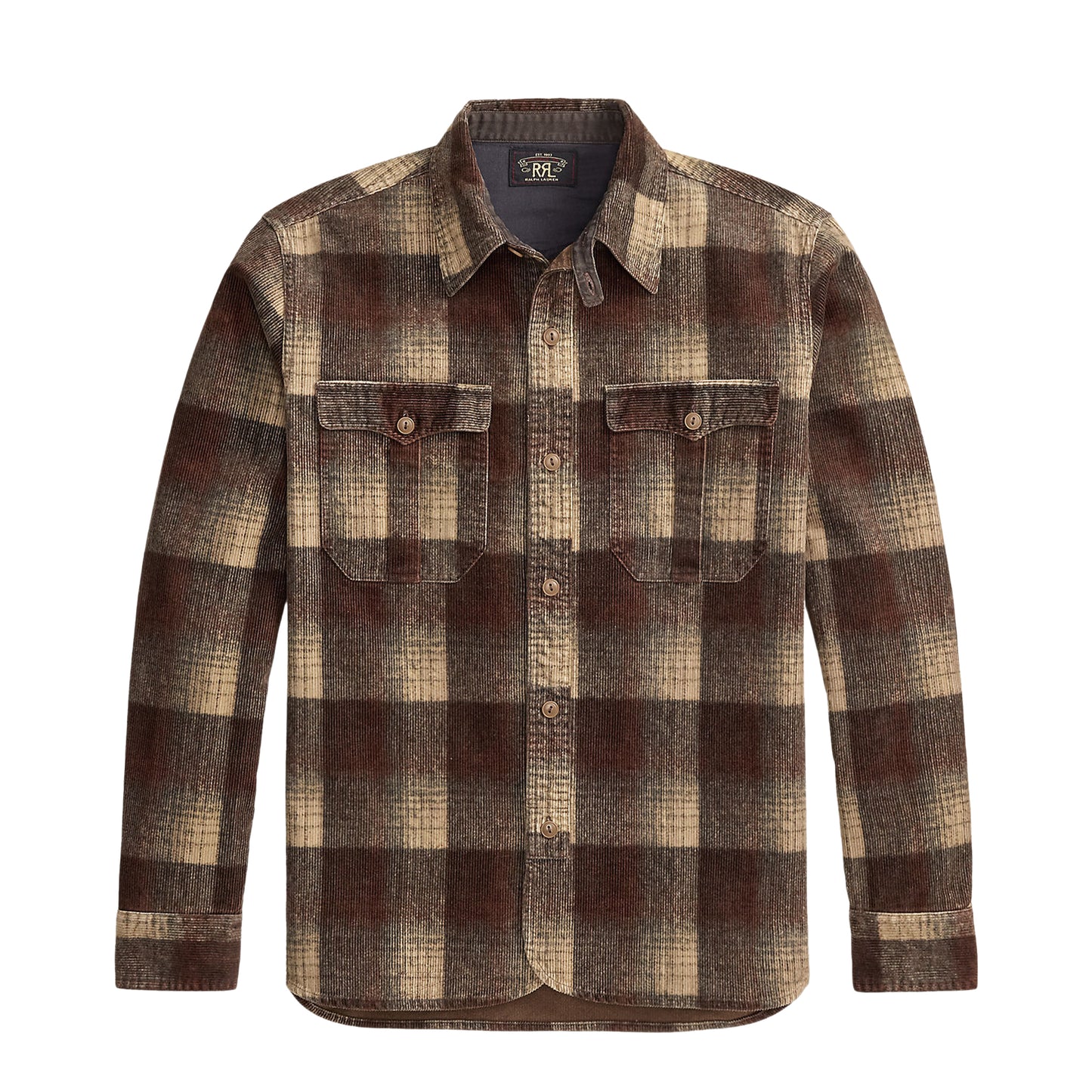 RRL By Ralph Lauren Plaid-Print Corduroy Workshirt Brown / Grey