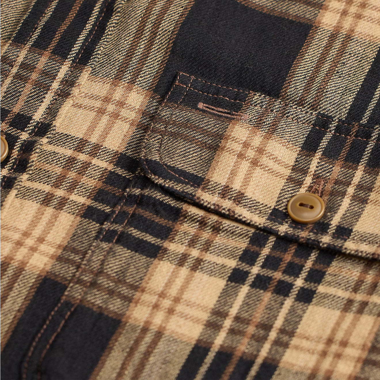 RRL By Ralph Lauren Plaid Cotton-Linen Workshirt Black / Brown / Tan - The Sporting Lodge