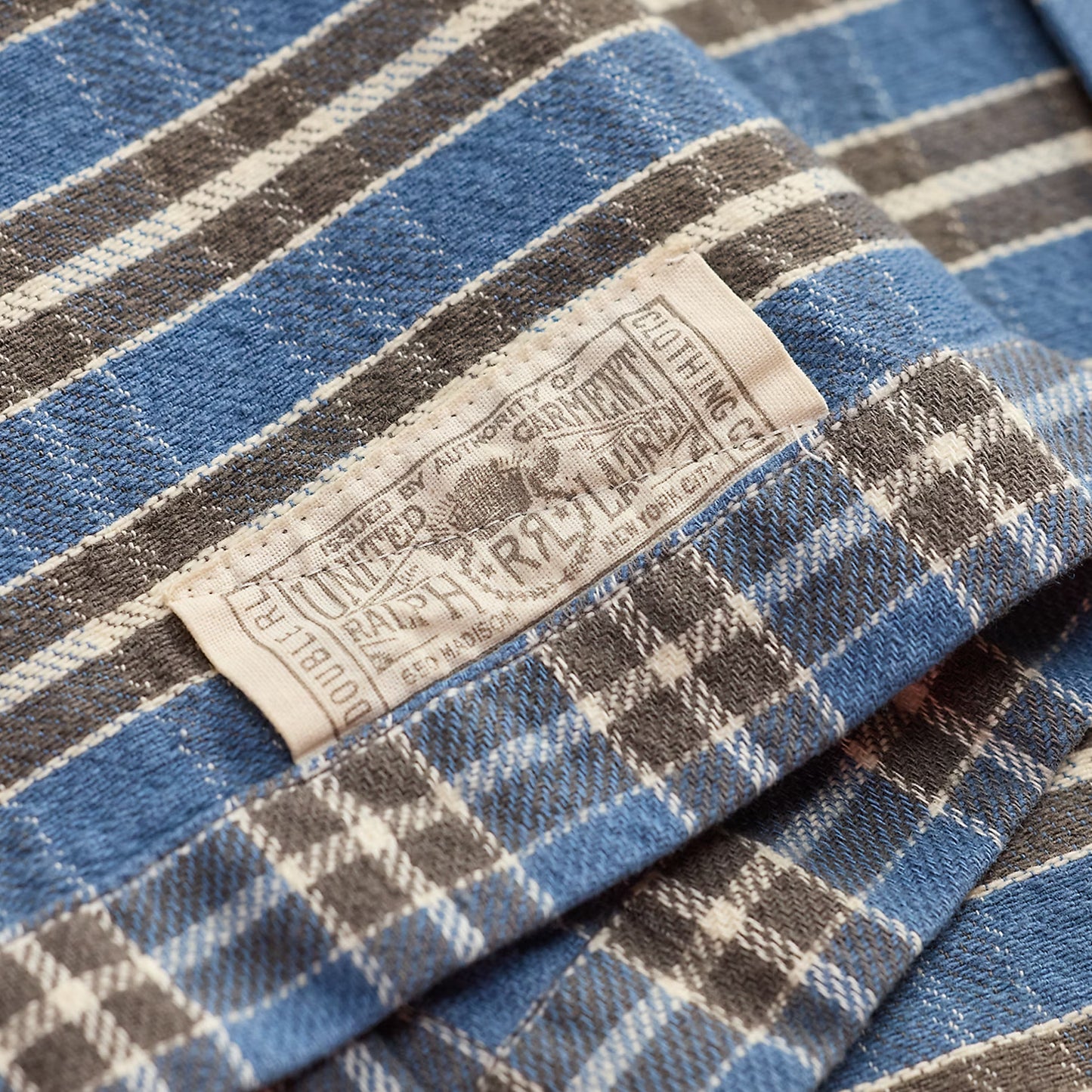 RRL By Ralph Lauren Plaid Twill Camp Shirt Blue / Grey