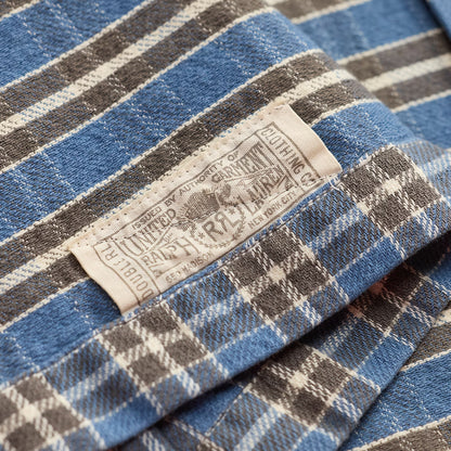RRL By Ralph Lauren Plaid Twill Camp Shirt Blue / Grey