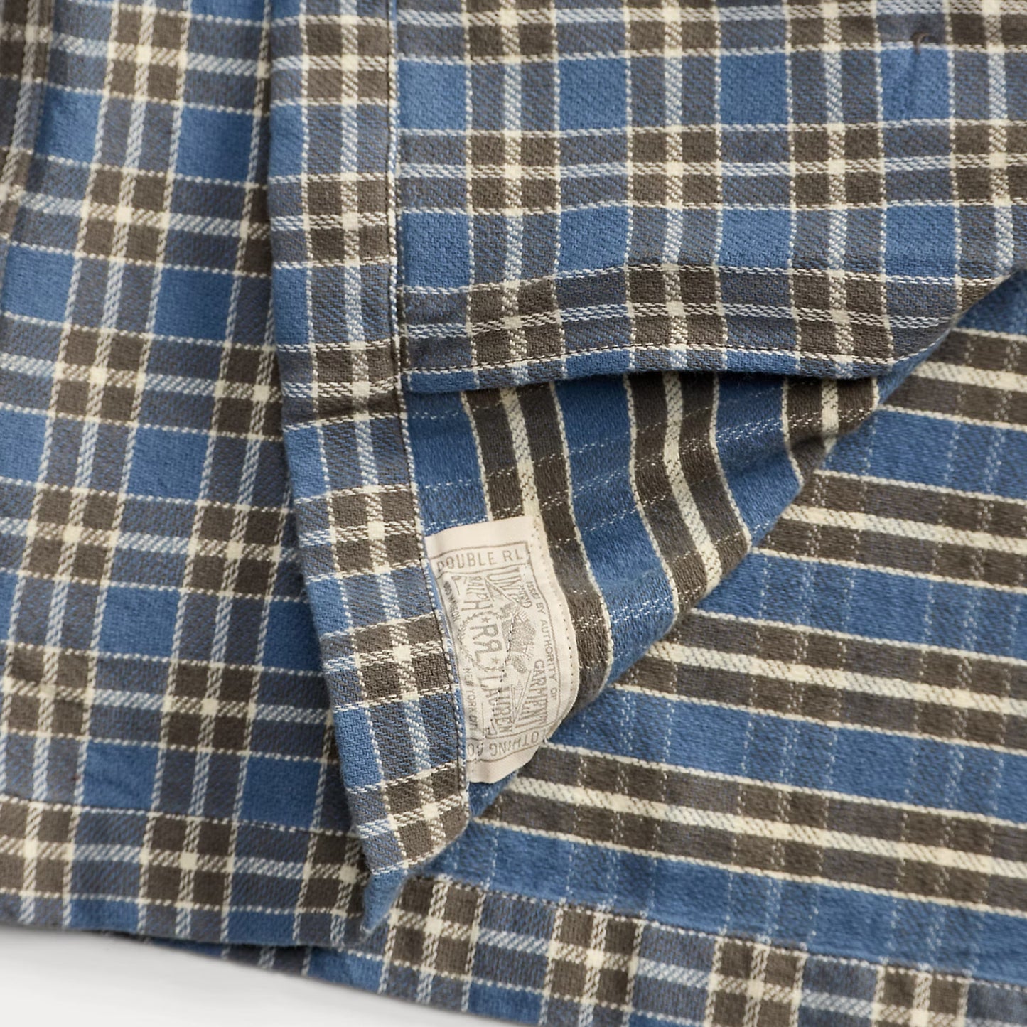 RRL By Ralph Lauren Plaid Twill Camp Shirt Blue / Grey