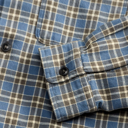 RRL By Ralph Lauren Plaid Twill Camp Shirt Blue / Grey