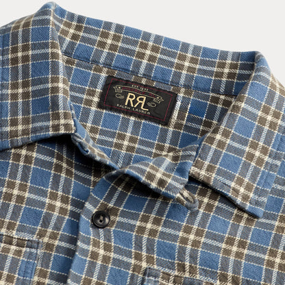 RRL By Ralph Lauren Plaid Twill Camp Shirt Blue / Grey