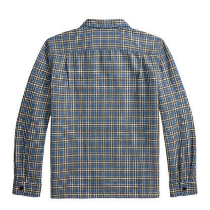RRL By Ralph Lauren Plaid Twill Camp Shirt Blue / Grey