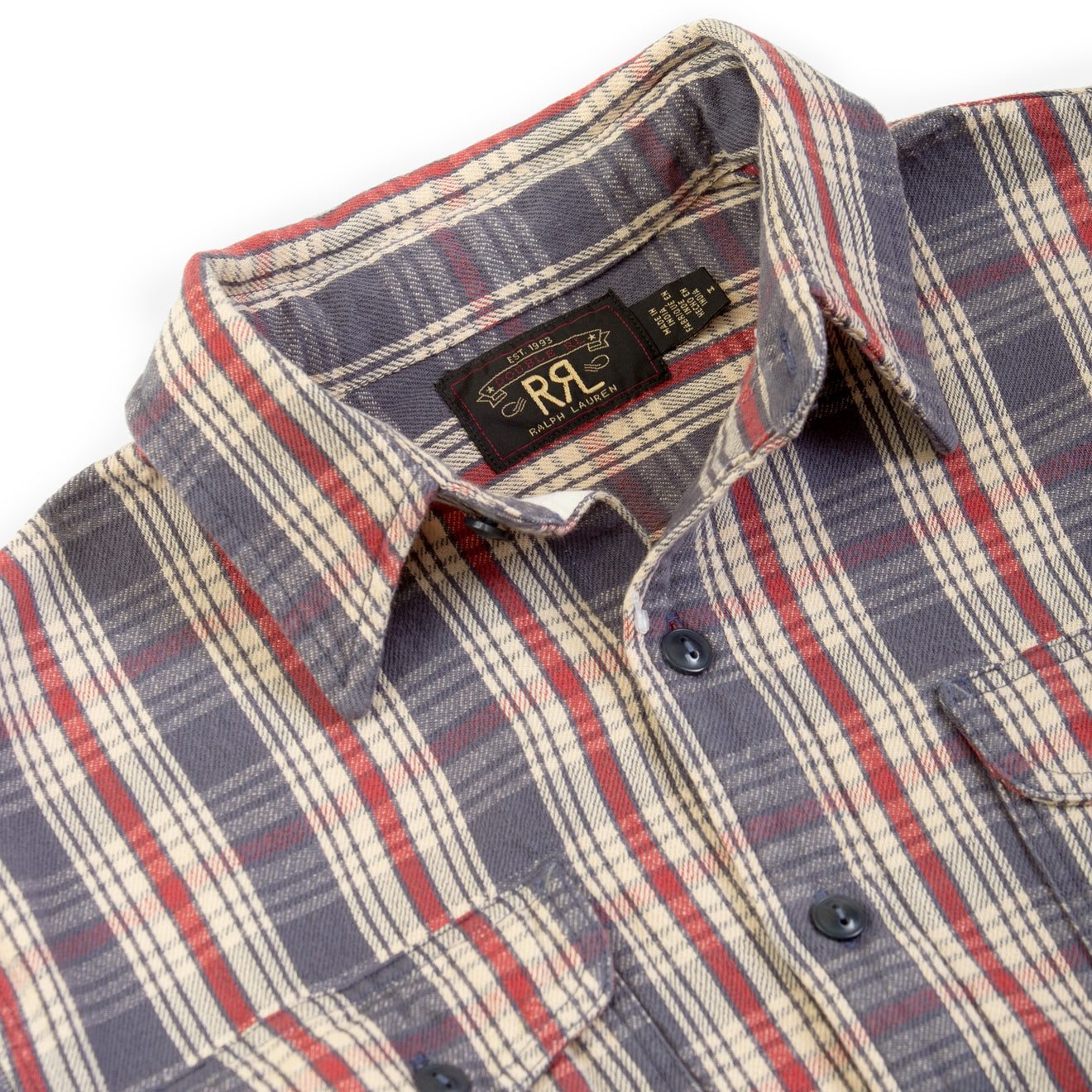 RRL By Ralph Lauren Plaid Twill Workshirt Blue / Cream / Red - The Sporting Lodge