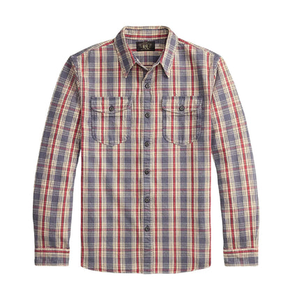 RRL By Ralph Lauren Plaid Twill Workshirt Blue / Cream / Red - The Sporting Lodge