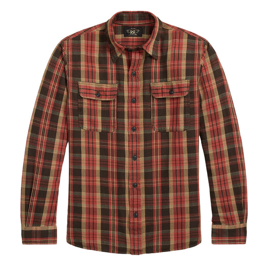 RRL By Ralph Lauren Plaid Twill Workshirt Red/Black Multi - The Sporting Lodge