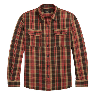 RRL By Ralph Lauren Plaid Twill Workshirt Red/Black Multi - The Sporting Lodge