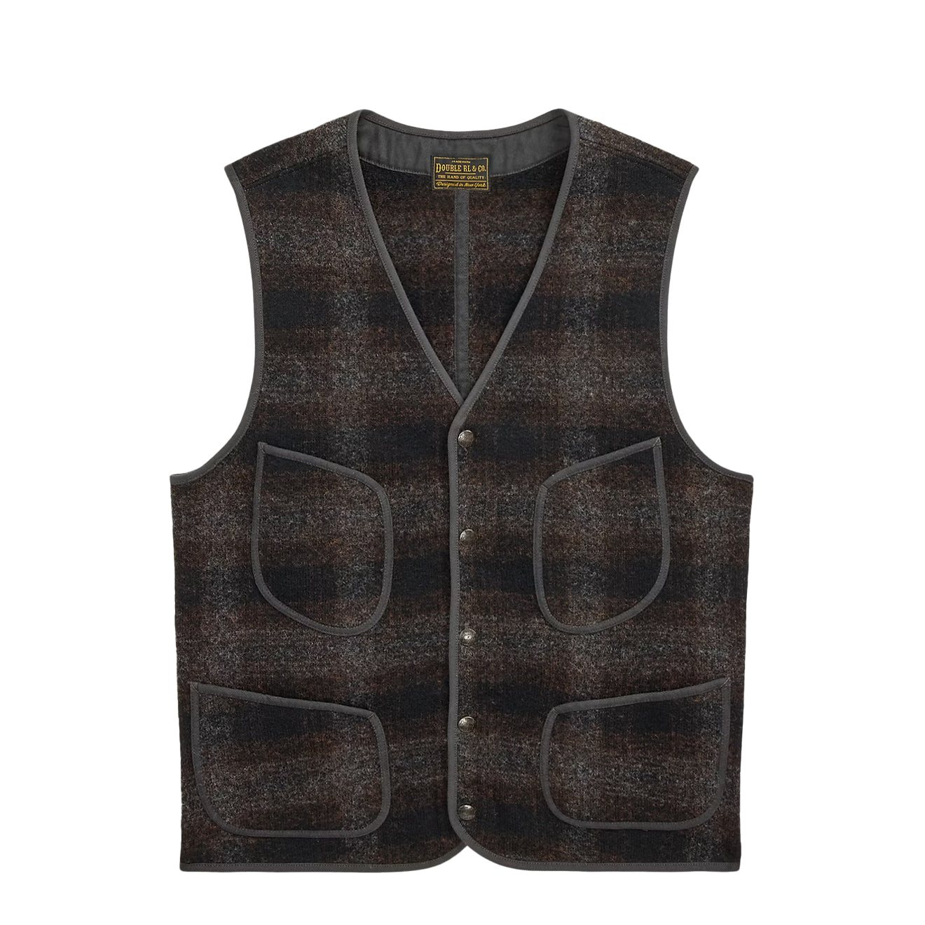 RRL By Ralph Lauren Plaid Wool-Cotton Waistcoat Brown / Multi