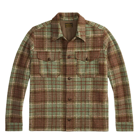 RRL By Ralph Lauren Plaid Wool Blend Workshirt Green / Multi - The Sporting Lodge