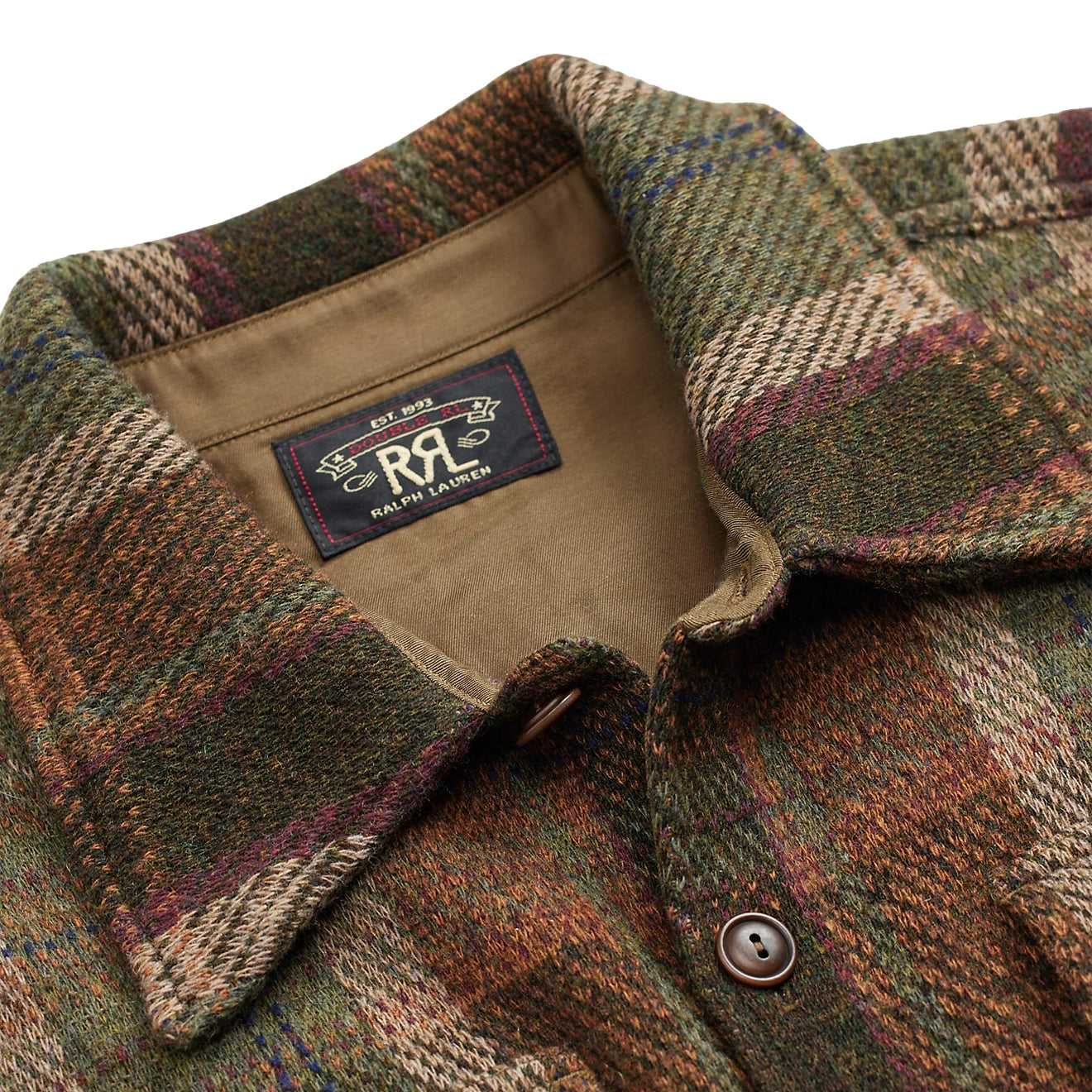 RRL By Ralph Lauren Plaid Wool Cashmere Workshirt Sweater Olive Multi - The Sporting Lodge