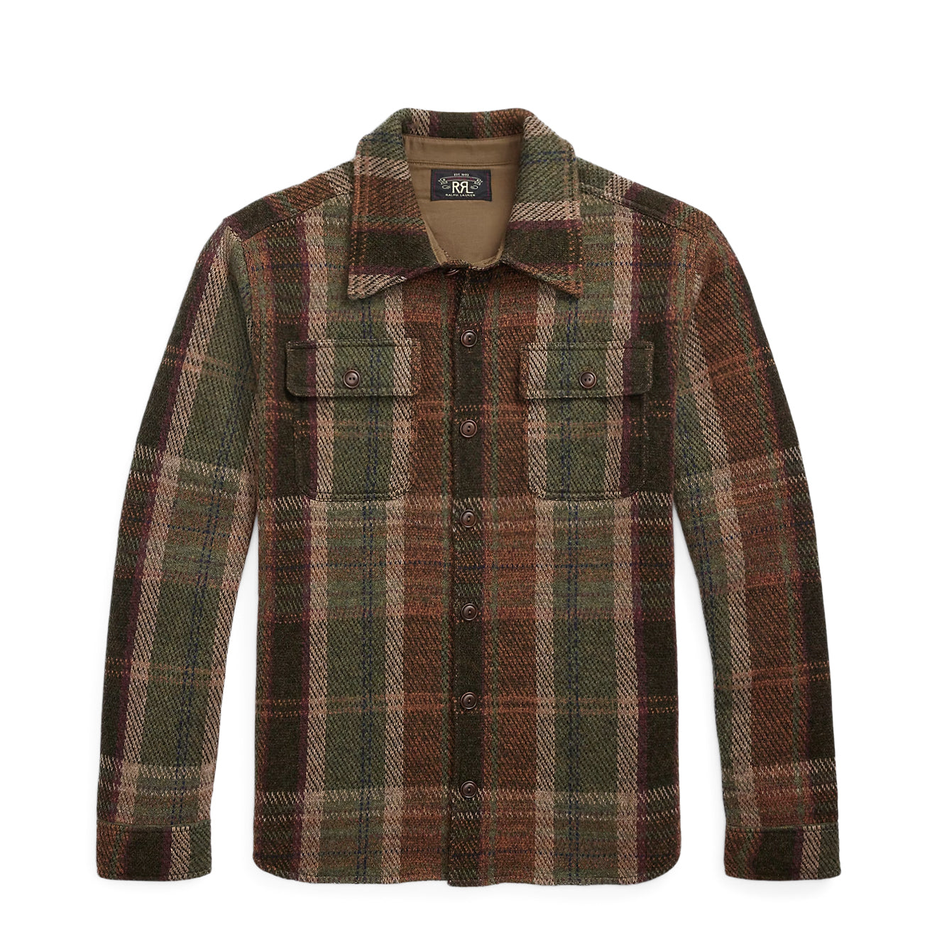 RRL By Ralph Lauren Plaid Wool Cashmere Workshirt Sweater Olive Multi - The Sporting Lodge