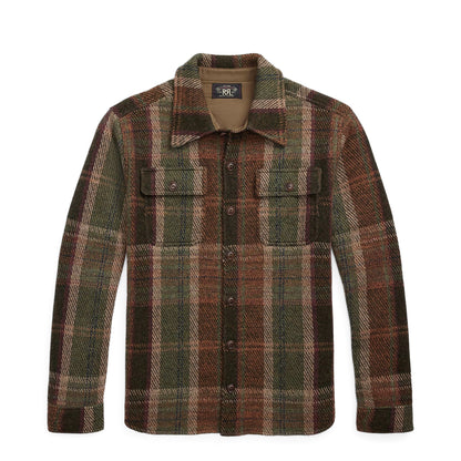 RRL By Ralph Lauren Plaid Wool Cashmere Workshirt Sweater Olive Multi - The Sporting Lodge