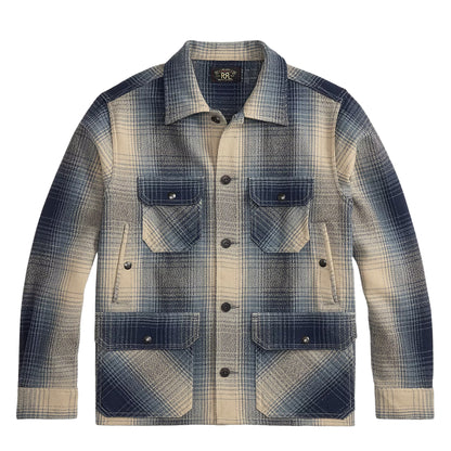 RRL By Ralph Lauren Plaid Wool Twill Overshirt Blue / Cream