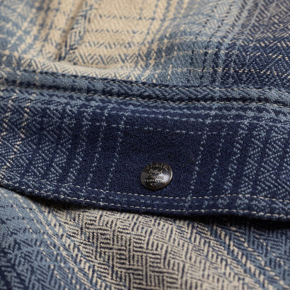 RRL By Ralph Lauren Plaid Wool Twill Overshirt Blue / Cream