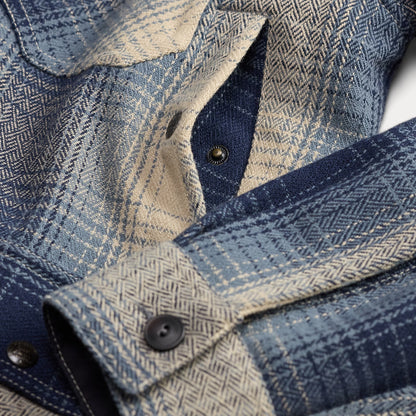 RRL By Ralph Lauren Plaid Wool Twill Overshirt Blue / Cream