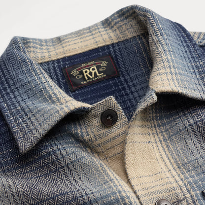 RRL By Ralph Lauren Plaid Wool Twill Overshirt Blue / Cream