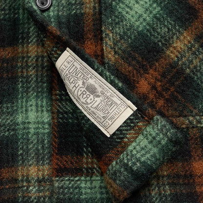 RRL By Ralph Lauren Plaid Wool Twill Overshirt Rl-772 Green Multi