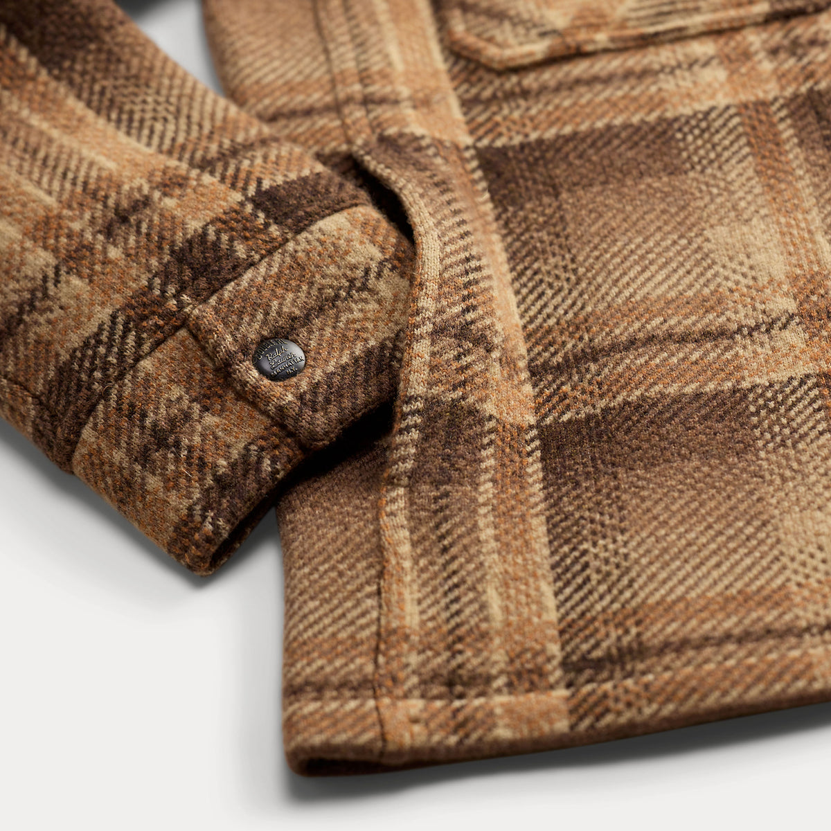 RRL By Ralph Lauren Plaid Wool Workshirt Sweater Tan / Rust Multi
