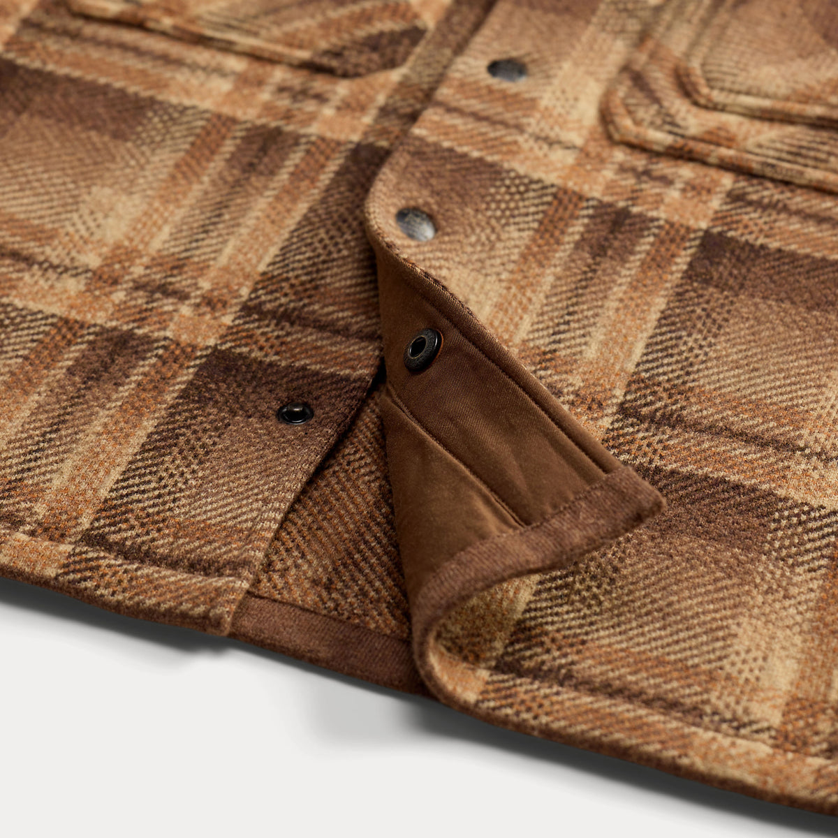 RRL By Ralph Lauren Plaid Wool Workshirt Sweater Tan / Rust Multi