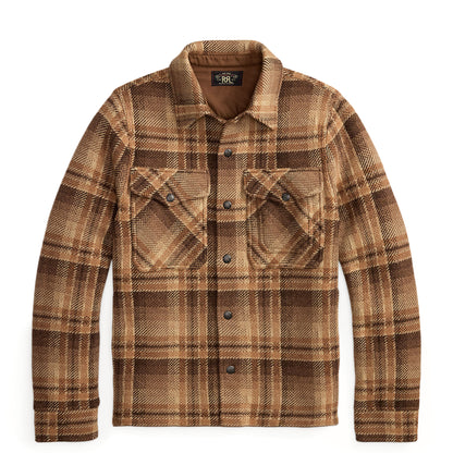 RRL By Ralph Lauren Plaid Wool Workshirt Sweater Tan / Rust Multi