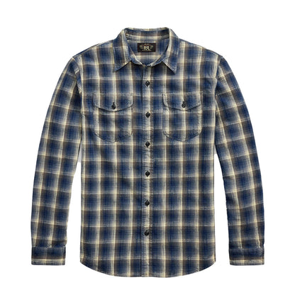 RRL By Ralph Lauren Plaid Woven Workshirt Blue / Gray - The Sporting Lodge