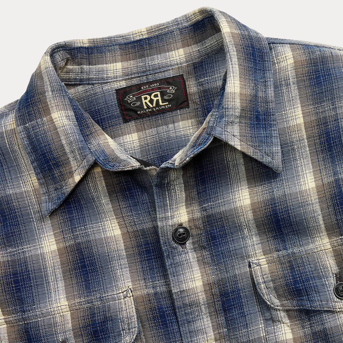 RRL By Ralph Lauren Plaid Woven Workshirt Blue / Gray - The Sporting Lodge