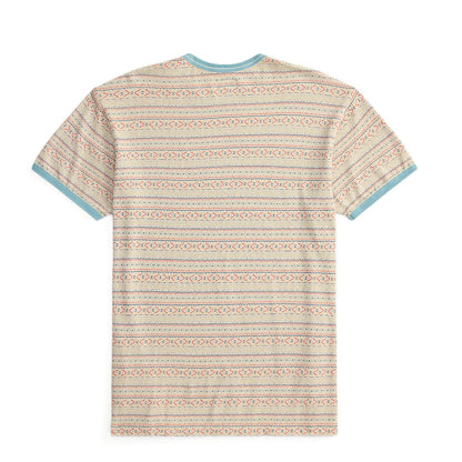 RRL By Ralph Lauren Print Ringer Short Sleeve T Shirt Cream / Multi
