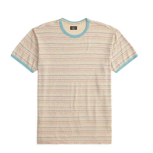 RRL By Ralph Lauren Print Ringer Short Sleeve T Shirt Cream / Multi