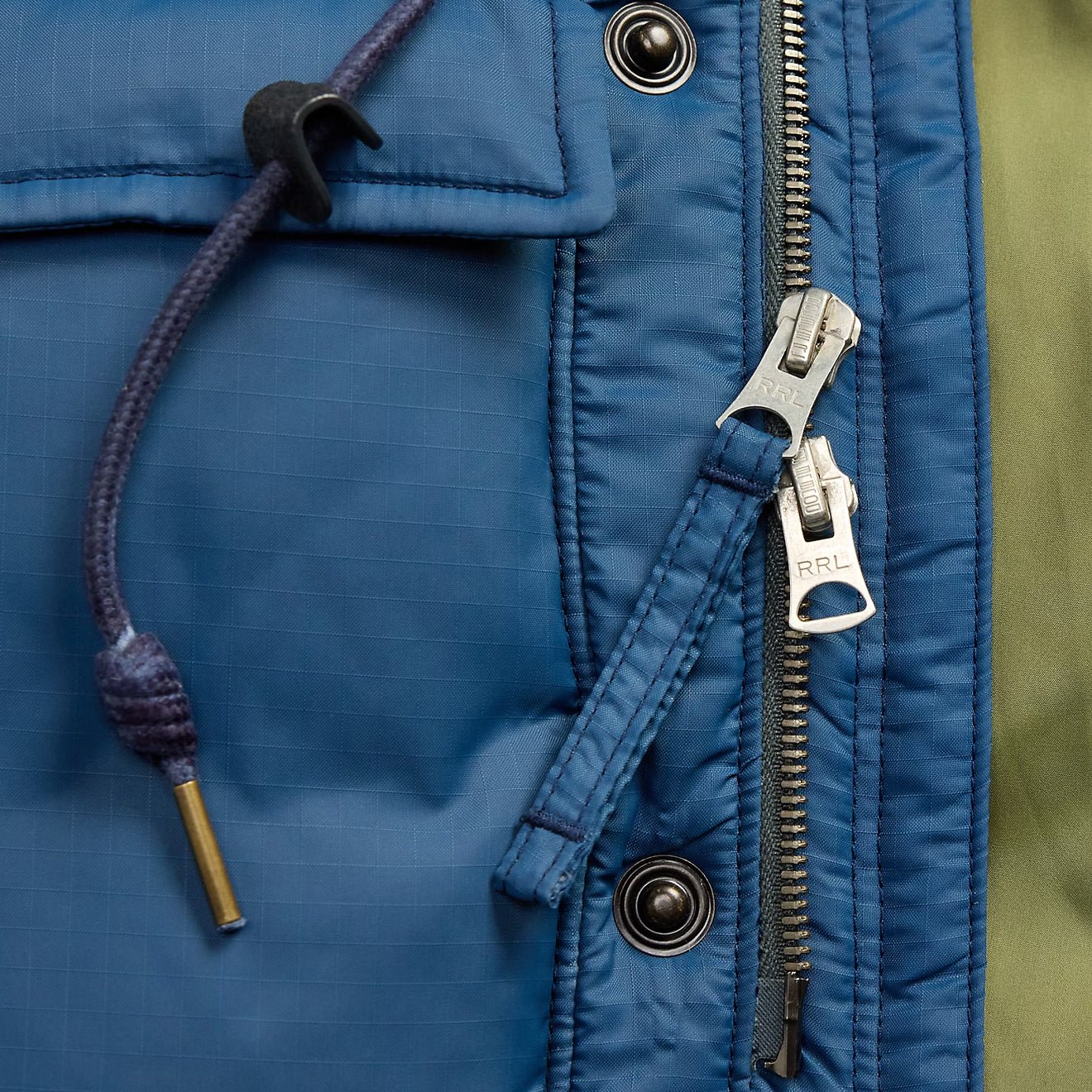 RRL By Ralph Lauren Quilted Ripstop Hooded Jacket Vintage Blue