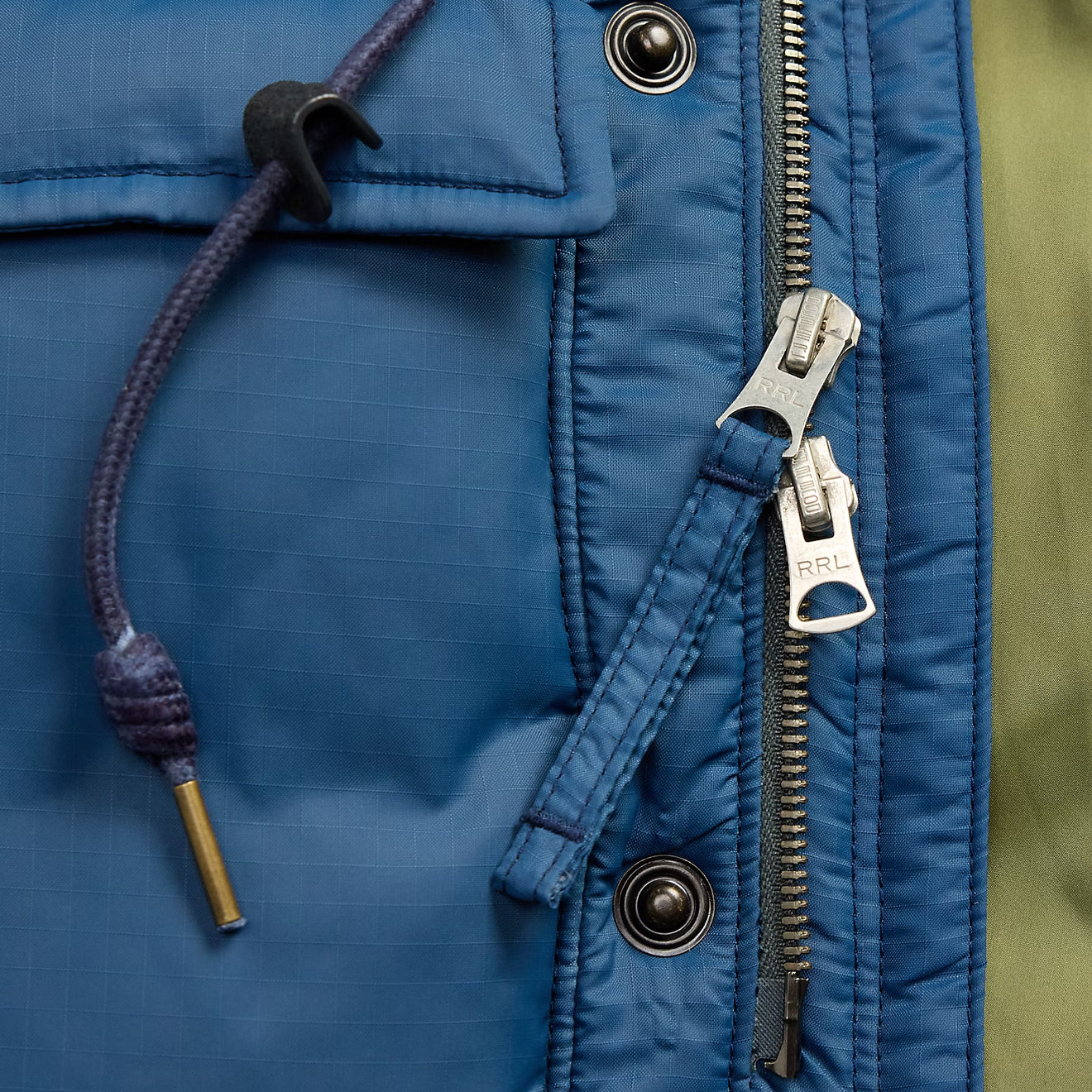 RRL By Ralph Lauren Quilted Ripstop Hooded Jacket Vintage Blue