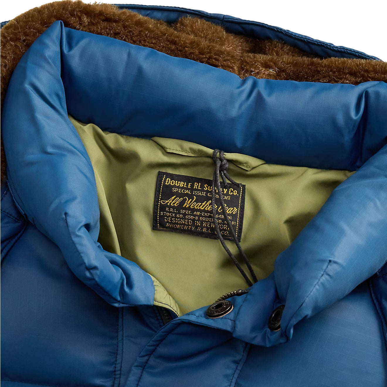 RRL By Ralph Lauren Quilted Ripstop Hooded Jacket Vintage Blue