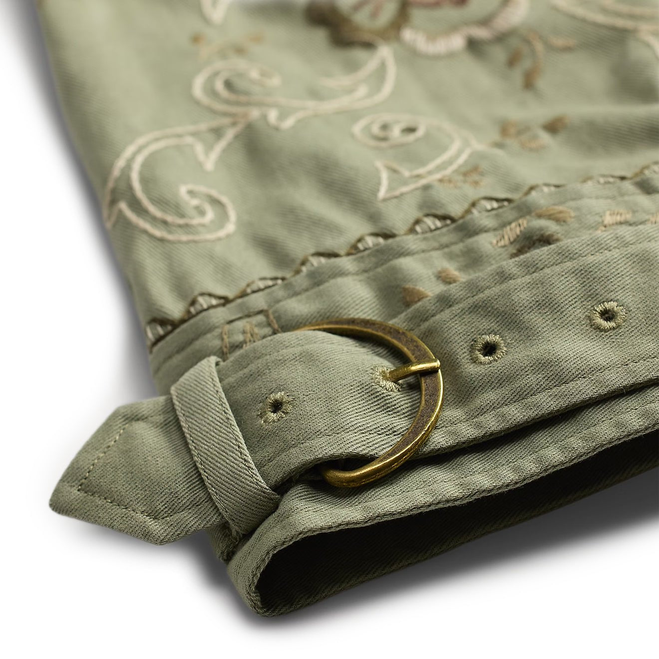 RRL By Ralph Lauren Rita Blouse Short Sleeve Button Front Shirt Med Olive Drab / Multi