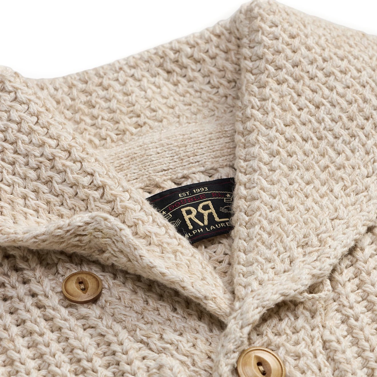 RRL By Ralph Lauren Shawl Card Long Sleeve Cardigan Cream