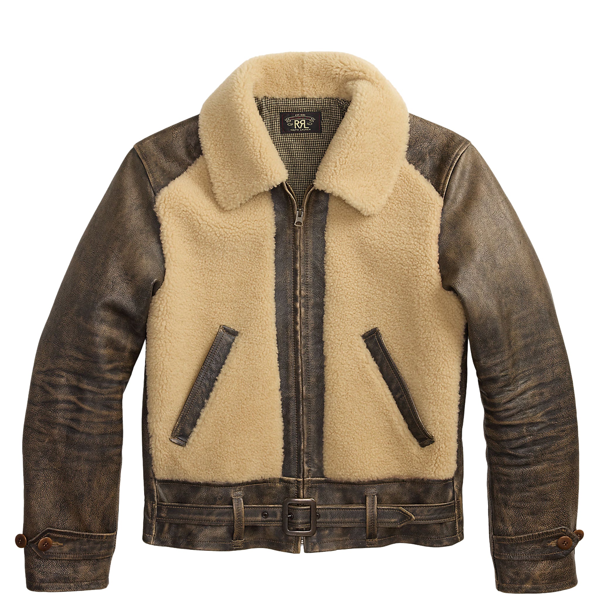 Earth　ラルフローレンフライトジャケット　RRL ヴィンテージ RRL By Ralph Lauren Shearling-Panel Leather Jacket Vintage Brown