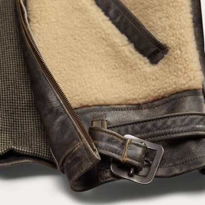 RRL By Ralph Lauren Shearling-Panel Leather Jacket Vintage Brown