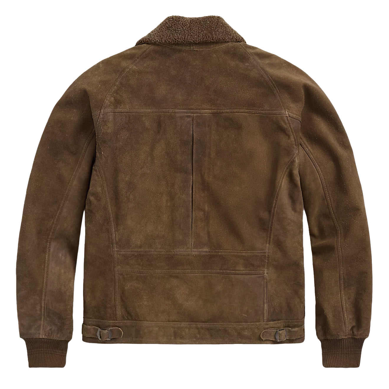 RRL By Ralph Lauren Shearling-Panelled Roughout Suede Jacket Vintage Brown - The Sporting Lodge