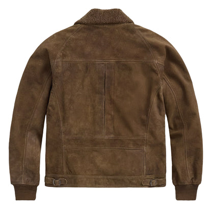 RRL By Ralph Lauren Shearling-Panelled Roughout Suede Jacket Vintage Brown - The Sporting Lodge