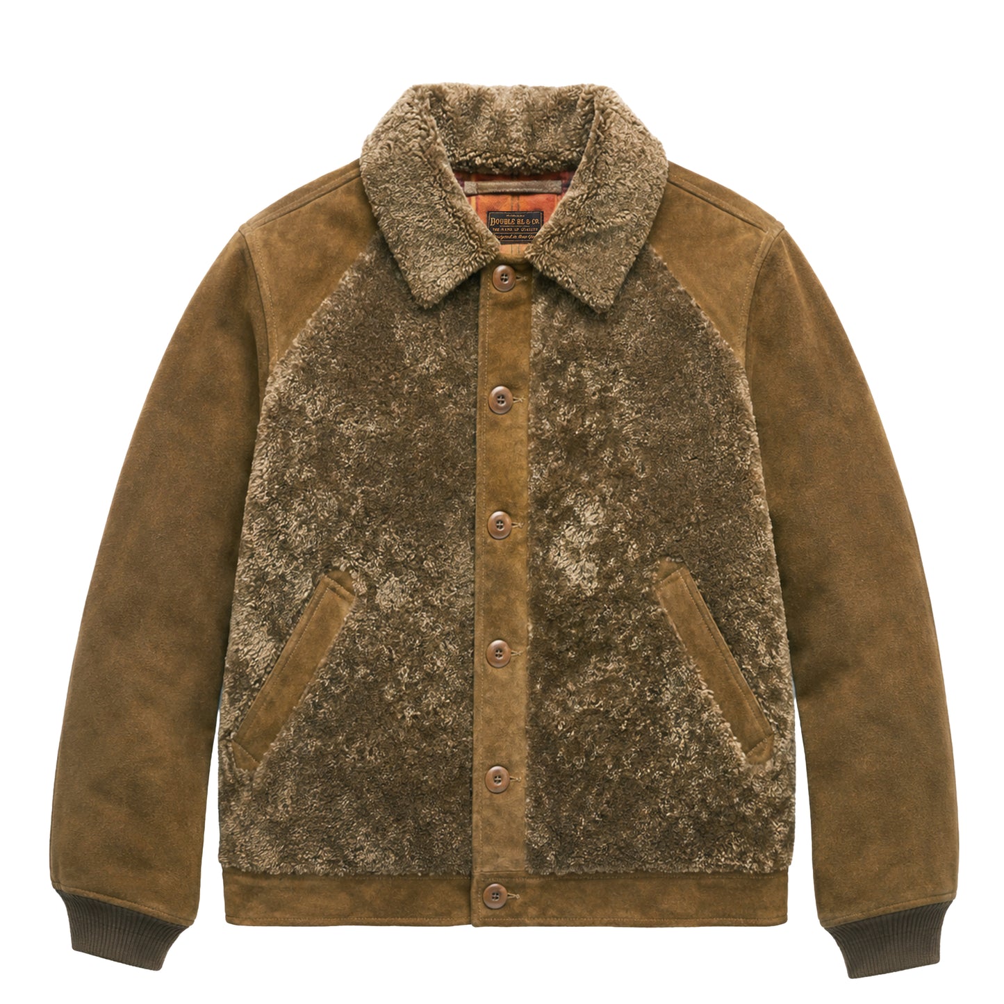 RRL By Ralph Lauren Shearling-Panelled Roughout Suede Jacket Vintage Brown