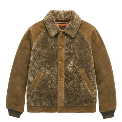 RRL By Ralph Lauren Shearling-Panelled Roughout Suede Jacket Vintage Brown