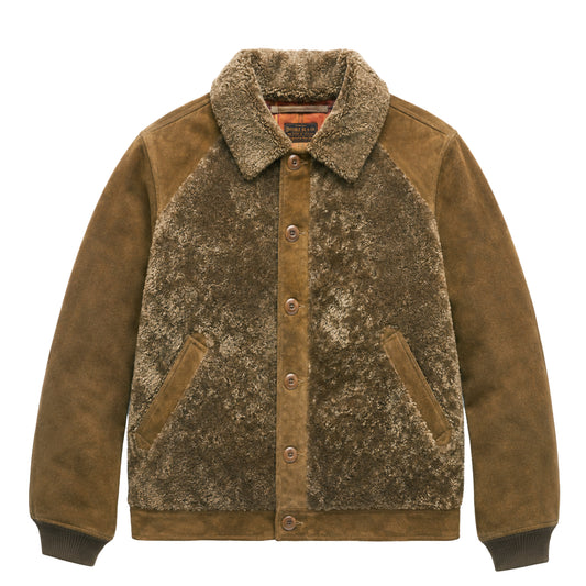 RRL By Ralph Lauren Shearling-Panelled Roughout Suede Jacket Vintage Brown